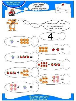 Çocuklar İçin toplam işlemi yaprak testleri 